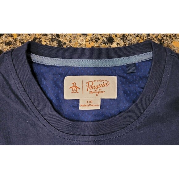 Original Penguin Shirt Men Large Blue Short Sleeve Pocket Embroidered Logo Adult - Picture 3 of 3